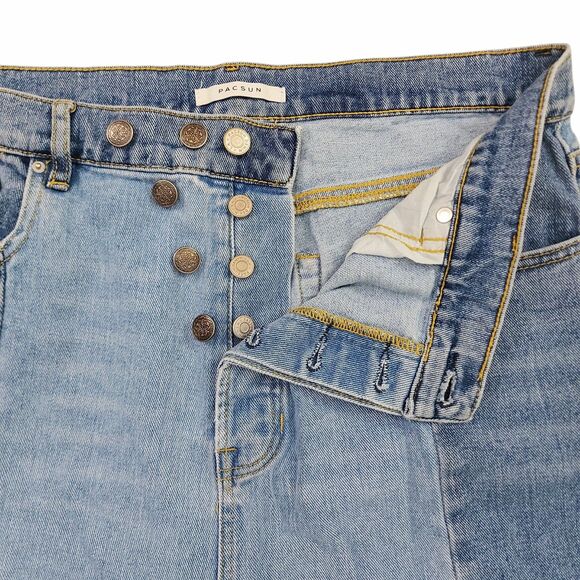 Pacsun Jeans Womens 32x24 Two-Tone Blue High Rise Straight Cotton Retro Y2K - Picture 4 of 12